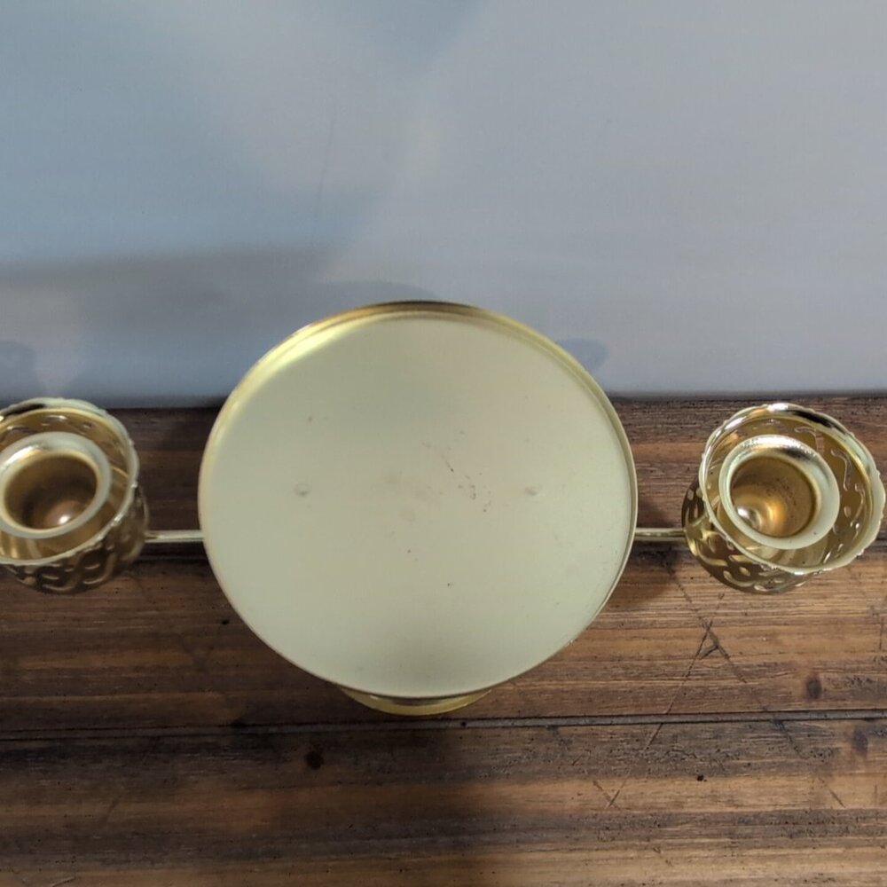Vintage Gold-toned Candle Holder Taper Candle Pillar Candle MCM - Picture 4 of 6